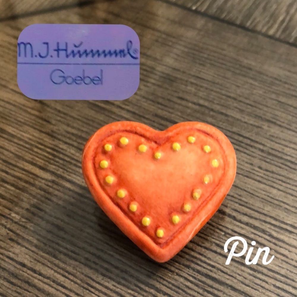 Vintage Hummel / Goebel Porcelain Heart Shaped Pin